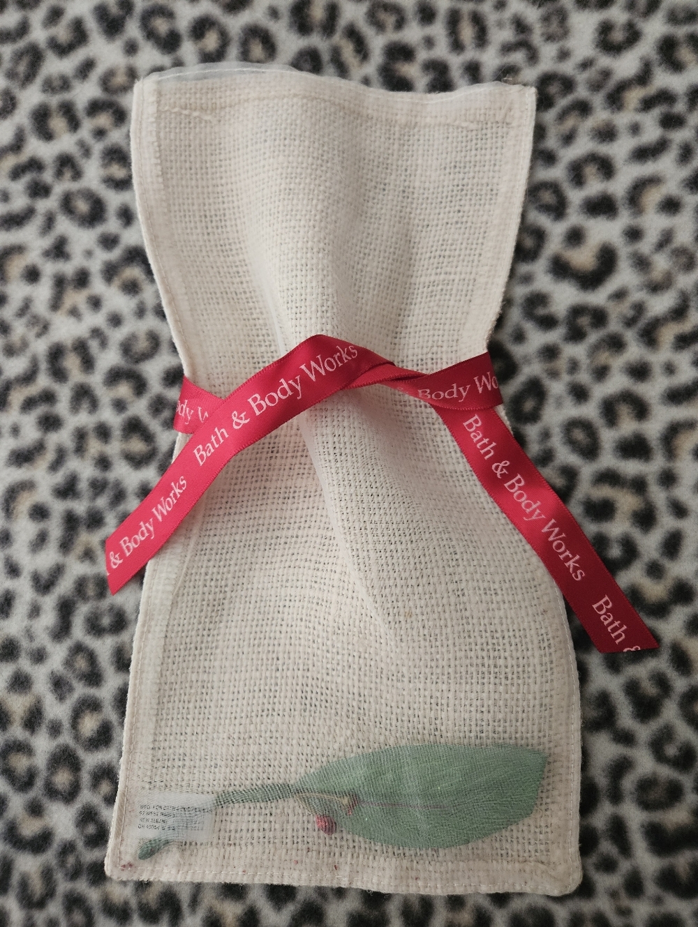 1990s Y2K Bath & Body Works Mesh and Burlap-Like Material Gift Bag with Ribbon